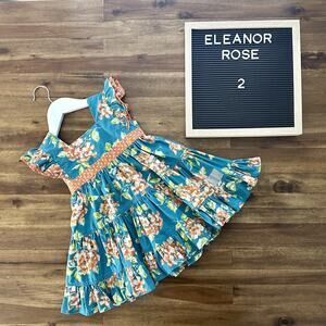 Eleanor Rose Green Orange Harrington Floral Polka Dot Sleeveless Pearl Dress 2